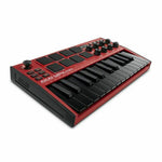 بيانو كيبورد أكاي بروفيشنال MPK Mini محمولة " باللون الاحمر " - تتضمن 8 منصات طبل مضيئة و8 مقابض وبرامج لإنتاج الموسيقى 