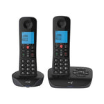 BT Essential هاتف منزلي لاسلكي مع جهاز تنظيم المكالمات والرد على المكالمات ، حزمة هاتف مزدوجة ، اسود