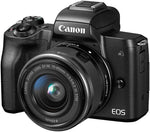 كاميرا كانون EOS M50 Mark II الرقمية بدون مرآة مع عدسة 15-45 ملم ، أسود