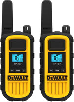 راديو موتورولا  DeWalt DXPMR800 للخدمة الشاقة الاحترافي ووكي توكي PMR مع ما يصل إلى 15 طابقًا / نطاق 10 كم ، عبوتان 