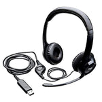 Logitech H390 Wired Headset, Stereo Headphones with Noise-Cancelling Microphone, USB, In-Line Controls, PC/Mac/Laptop - Black