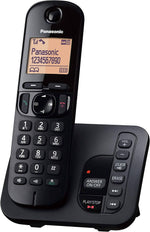 هاتف لاسلكي باناسونيك KX-TGC220EB DECT لاسلكي مع آلة الرد ، شاشة 1.6 بوصة سهلة القراءة بإضاءة خلفية ، مانع مكالمات مزعجة ، مكبر صوت بدون استخدام اليدين ، وضع ECO - أسود ، حزمة سماعة واحدة
