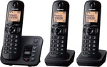 هاتف لاسلكي من باناسونيك KX-TGC223EB DECT مع آلة الرد ، شاشة 1.6 بوصة سهلة القراءة بإضاءة خلفية ، مانع مكالمات مزعجة ، مكبر صوت بدون استخدام اليدين ، وضع ECO - أسود ، حزمة سماعة ثلاثية