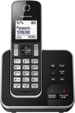 تليفون باناسونيك لاسلكى KX-TGD320 هاتف منزلي لاسلكي مع حظر المكالمات المزعج وآلة الرد الرقمي - اسود وفضي (عبوة من قطعتين)