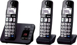 باناسونيك KX-TGE723 هاتف لاسلكي DECT بزر كبير مع مانع المكالمات المزعجة وجهاز الرد الرقمي (حزمة سماعة ثلاثية) - أسود