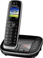 هاتف باناسونيك لاسلكي KX-TGJ320EB هاتف منزلي لاسلكي مع حاجز مكالمات نويسانس وشاشة عرض ملونة LCD - أسود