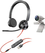 مجموعة Poly Studio P5 كاميرا مؤتمرات فيديو مع سماعة USB بلاك واير 3325 بلانترونكس - دقة 1080 بكسل متضاعفة لرؤية بألوان واضحة وصوت عالي الجودة 
