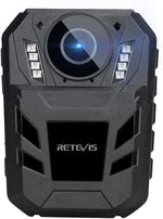 كاميرا ليلية بالأشعة تحت الحمراء Retevis RT77B صغيرة ومحمولة ضد الماء، IP54 سعة 32 جيجابايت مع إثنين مشبك حزام - أسود
