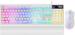 WHITE RGB Gaming Keyboard and Mouse Combo, RGB Mechanical feel Gaming Keyboard with Ergonomic Detachable Wrist